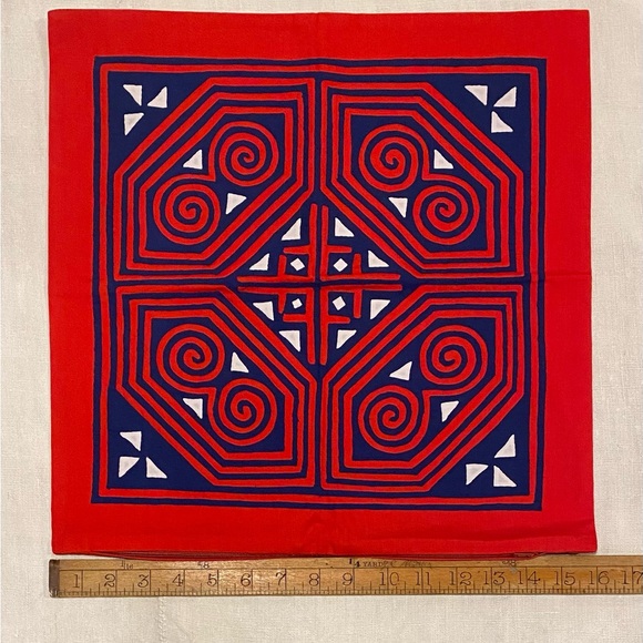 Vintage Hand Appliquéd Quilt pillow case w/ zipper Mola/Egyptian textile art - Picture 4 of 11